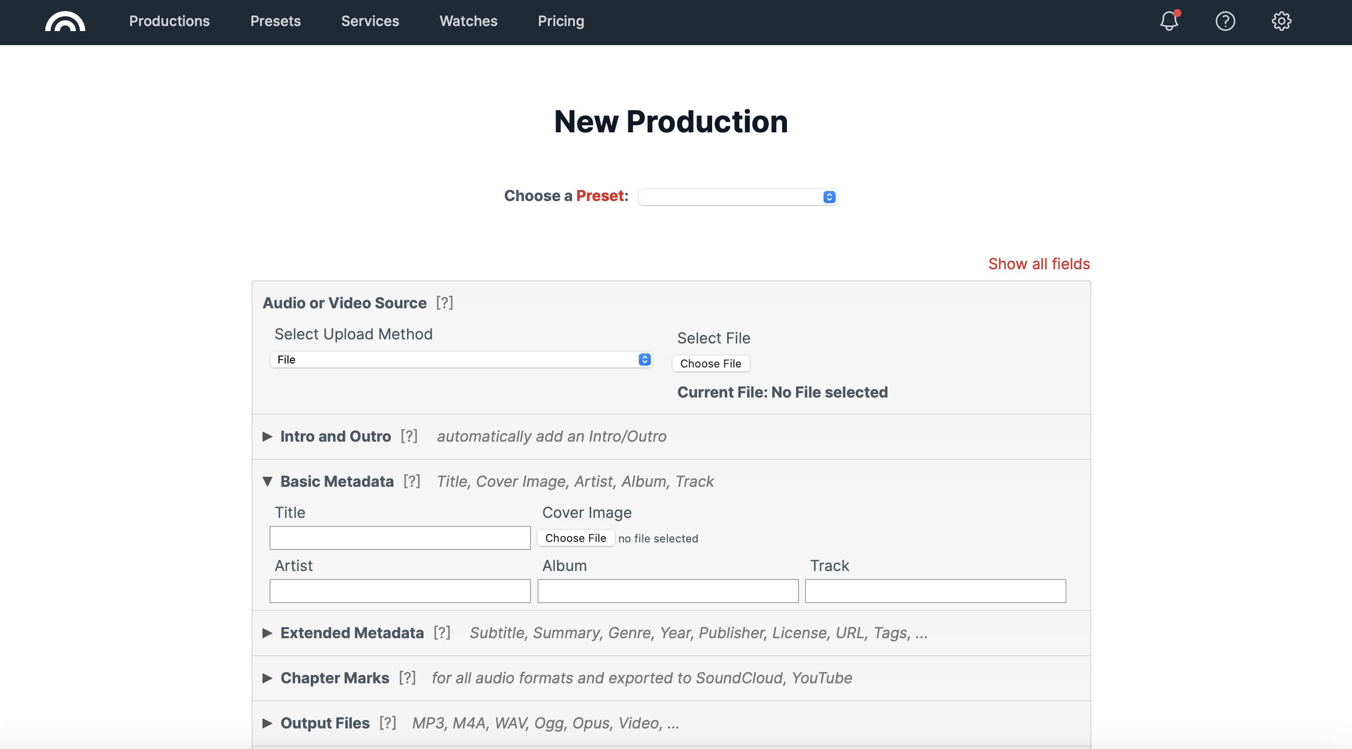 select upload method