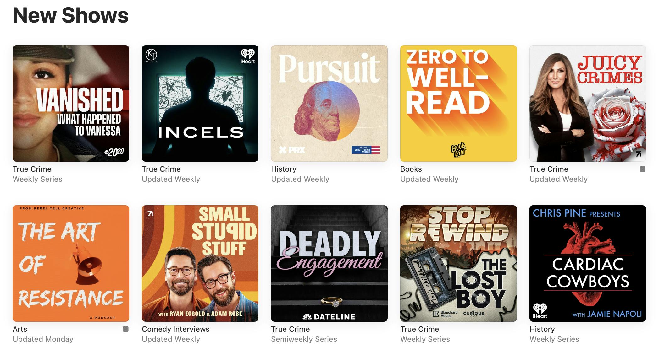 new and noteworthy on Apple Podcasts